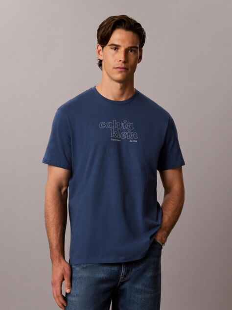 Μπλε Κοντομάνικο T-Shirt Με Travel Graphic Calvin Klein  Άνδρας