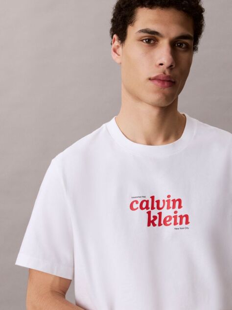 Λευκό Άνετο T-Shirt Με Λογότυπο  Άνδρας