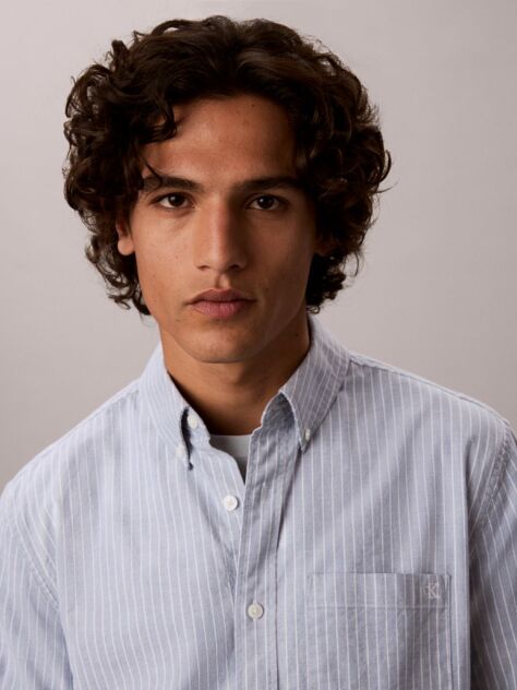 Blue Oxford Stripe Button-Down Shirt  Men