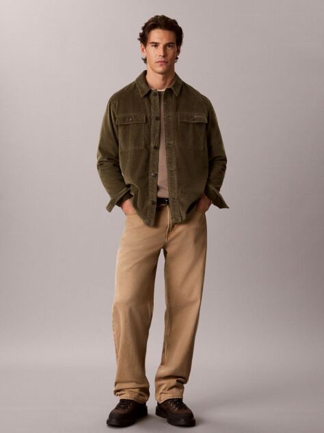 Green Relaxed Corduroy Shirt Jacket  Men
