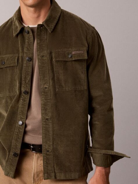 Green Relaxed Corduroy Shirt Jacket  Men