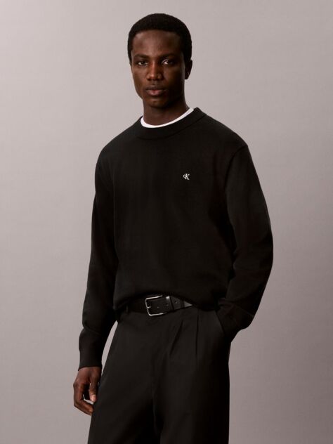 Black Classic Cotton Monogram Jumper  Men