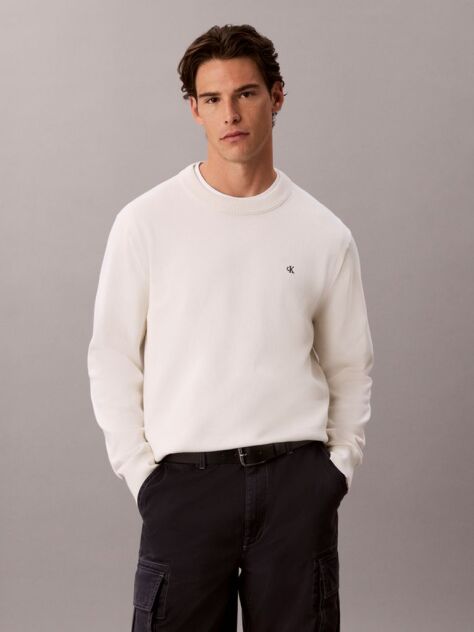 White Classic Cotton Monogram Jumper  Men