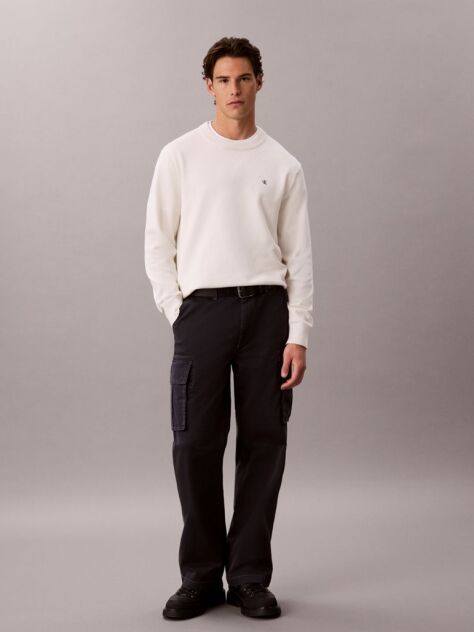 White Classic Cotton Monogram Jumper  Men