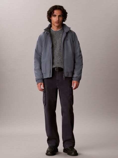 Grey Cotton Ribbed Jumper  Men