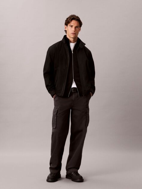 Γκρι Βαμβακερό Παντελόνι Cargo Twill Με Χαλαρή Γραμμή  Άνδρας
