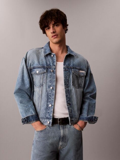 Denim 90s Denim Logo Trucker Jacket  Men