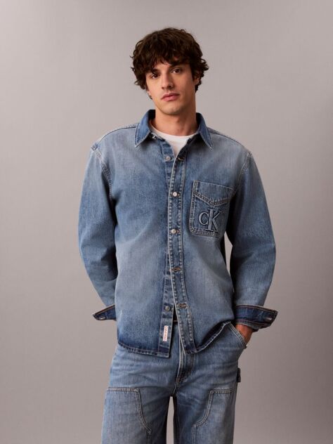 Denim Ανάγλυφο Τζιν Overshirt  Άνδρας