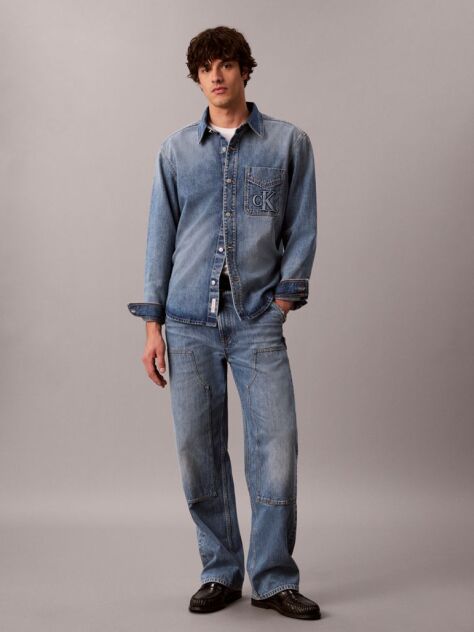 Denim Ανάγλυφο Τζιν Overshirt  Άνδρας