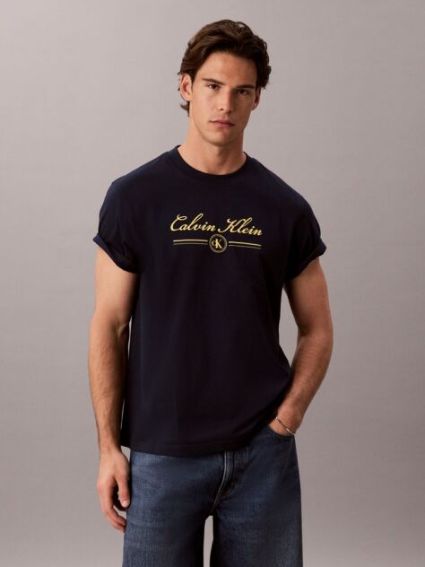 Blue Script Logo T-shirt  Men