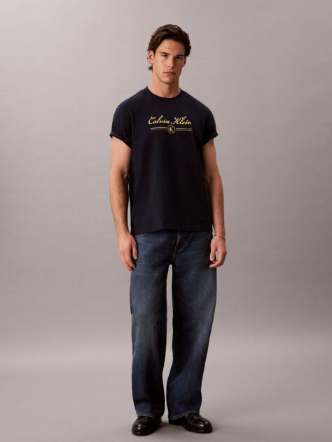 Blue Script Logo T-shirt  Men