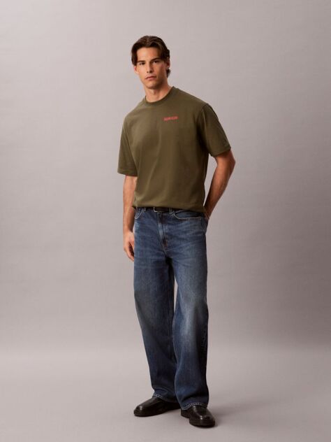 Green Relaxed Calvins Or Nothing Graphic T-Shirt  Men