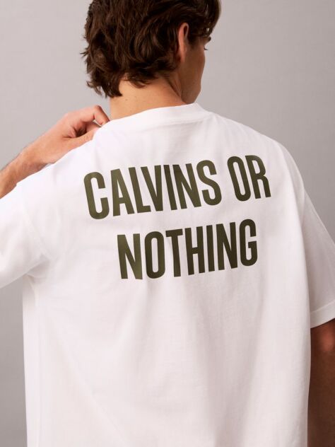 White Relaxed Calvins Or Nothing Graphic T-Shirt  Men