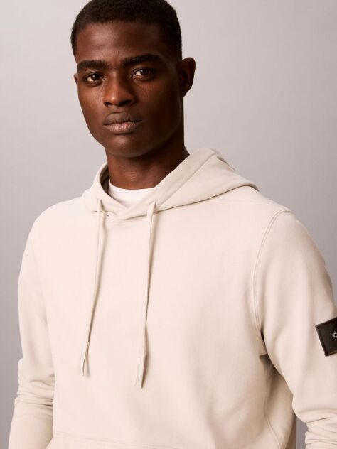 Μπεζ Βαμβακερό Hoodie Με Κουκούλα Και Λογότυπο  Άνδρας