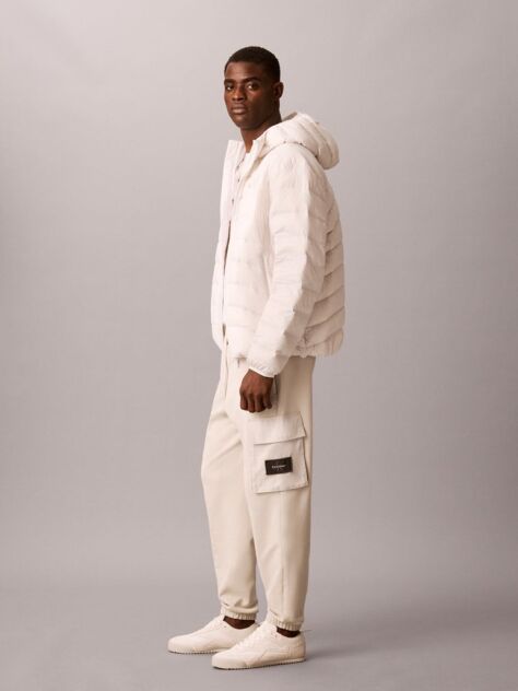 Beige Cotton Terry Cargo Joggers  Men