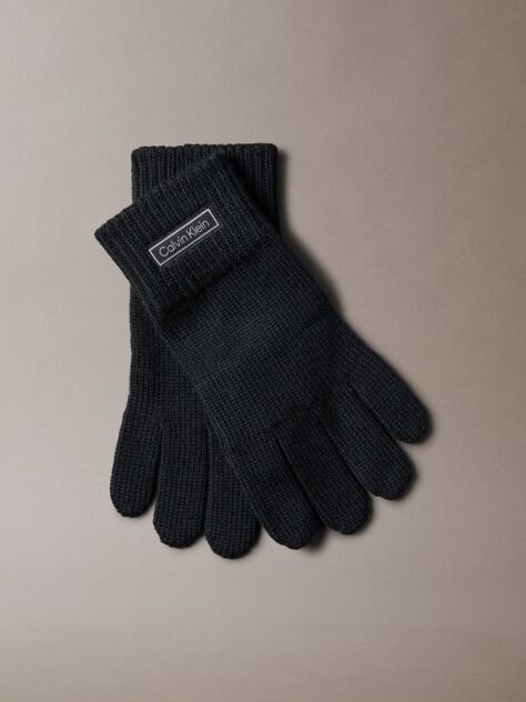 Black Wool Cashmere Blend Touchscreen Gloves  Men