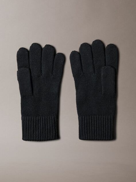 Black Wool Cashmere Blend Touchscreen Gloves  Men