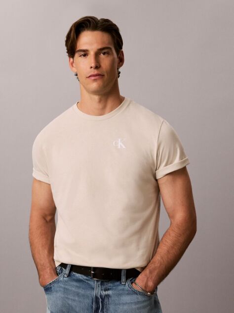 Μπεζ T-Shirt Με Γραφικό Λογότυπο Στην Πλάτη  Άνδρας
