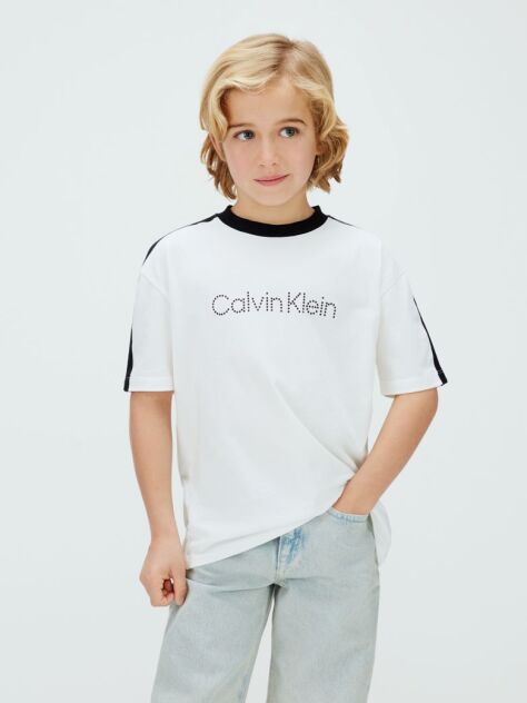 White Colourblock Taping T-shirt  Boys