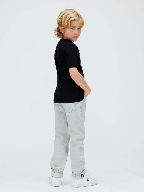 Black Perforated Logo T-Shirt  Boys