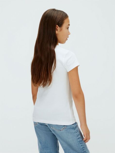 White Floral Graphic Slim T-Shirt  Girls