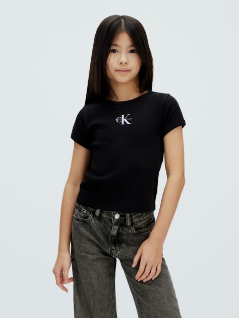 Μαύρο Ριμπ T-Shirt  Κορίτσι