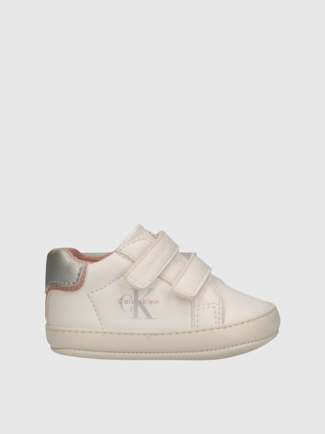 White Baby Low Cut Velcro Sneakers  Girls