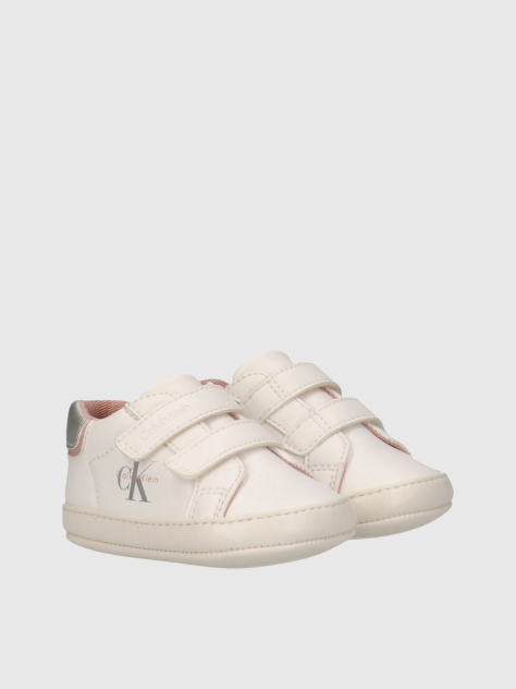 White Baby Low Cut Velcro Sneakers  Girls