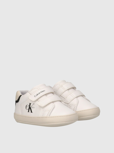 White Baby Low Cut Velcro Sneakers  Boys