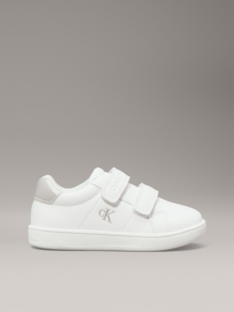White Low Cut Velcro Sneaker  Girls