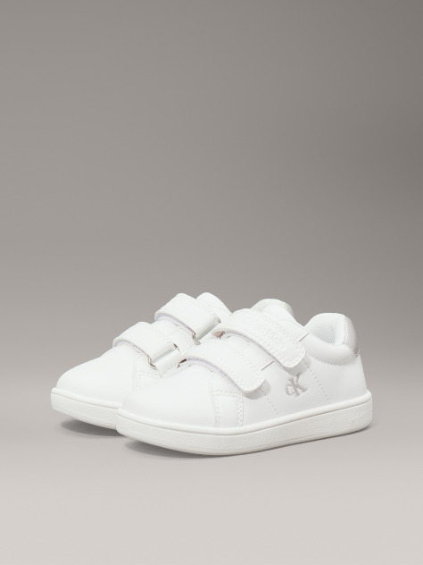 White Low Cut Velcro Sneaker  Girls
