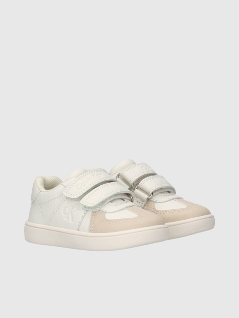 White Low Cut Velcro Sneaker  Kids Unisex