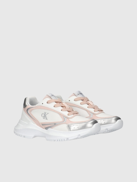 White Low Cut Lace-Up Sneaker  Girls