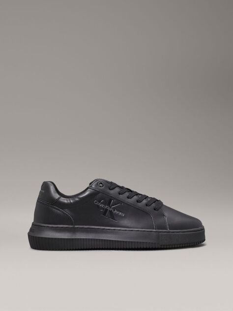 Black Leather Chunky Trainers  Men
