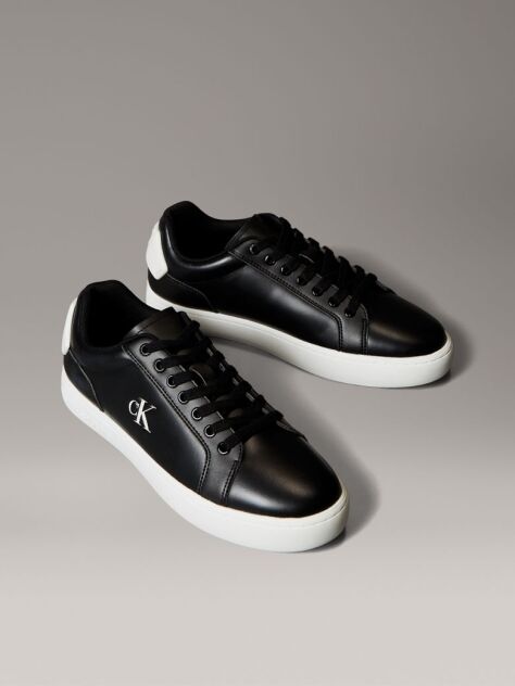 Black Leather Trainers  Men