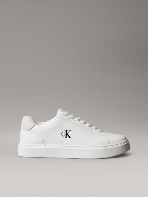 White Leather Signature Logo Trainers  Men