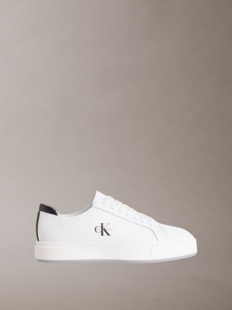 White Leather Signature Logo Trainers  Men