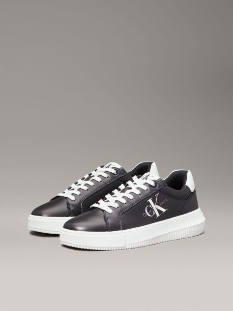 Black Leather Trainers  Women