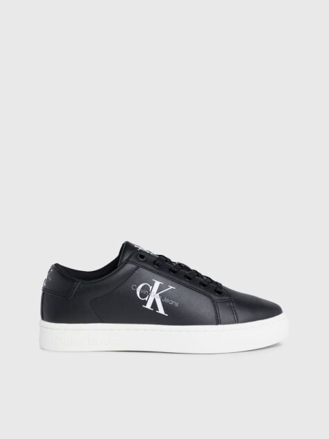 Black Leather Trainers  Women