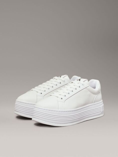 Λευκό Δερμάτινα Sneakers Με Πλατφόρμα  Γυναίκα