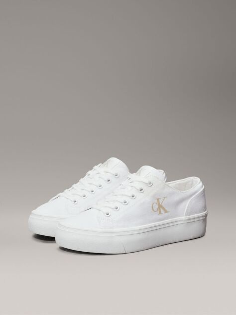 Λευκό Platform Sneakers Από Canvas  Γυναίκα
