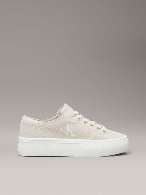 Μπεζ Platform Sneakers Από Canvas  Γυναίκα