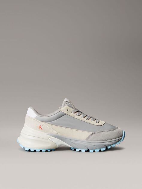Grey Leather Runner Trainers  Women