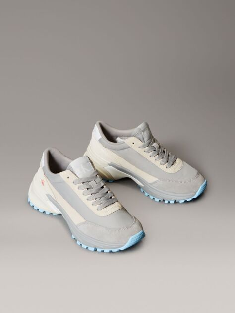 Grey Leather Runner Trainers  Women