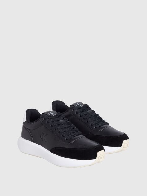 Black Leather Runner Trainers  Women