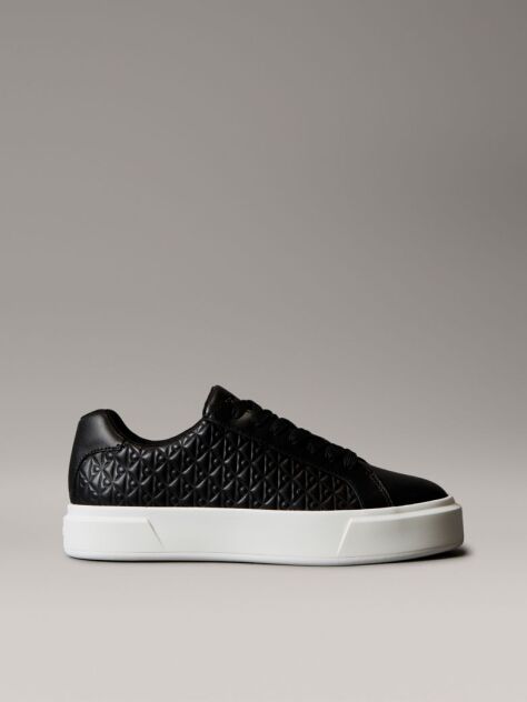 Μαύρο Δερμάτινα Sneakers Με Λογότυπο  Γυναίκα