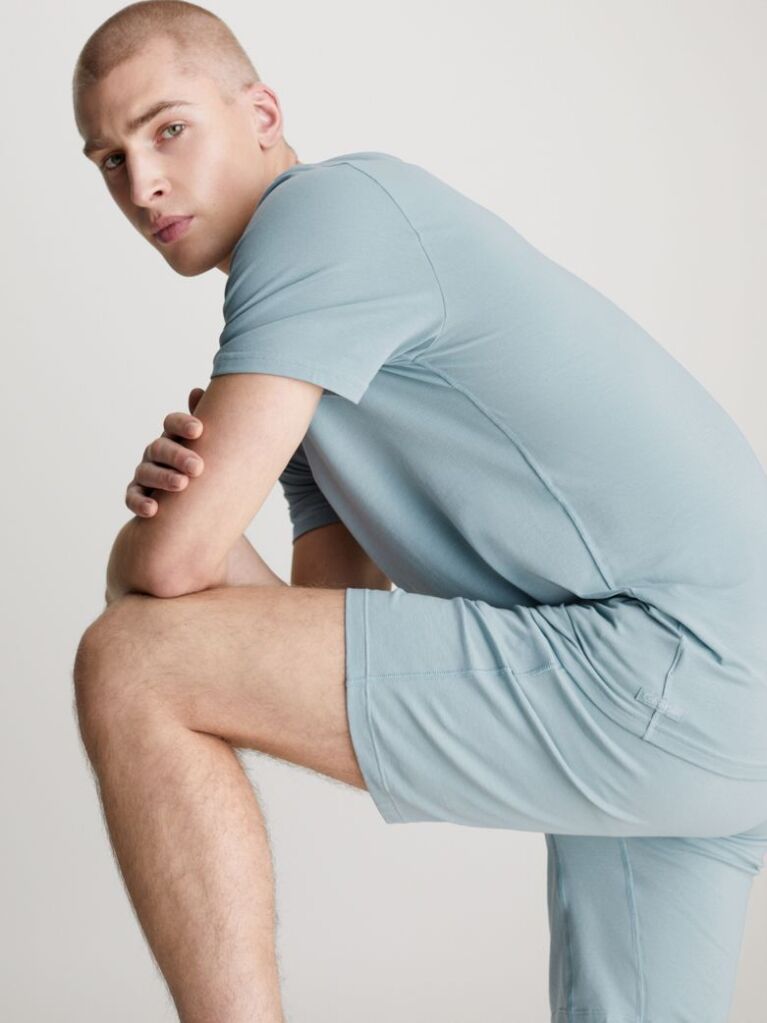 Blue Shorts Pyjama Set - Cotton Stretch  Men