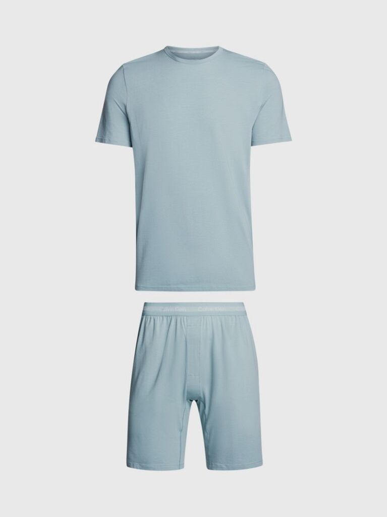 Blue Shorts Pyjama Set - Cotton Stretch  Men