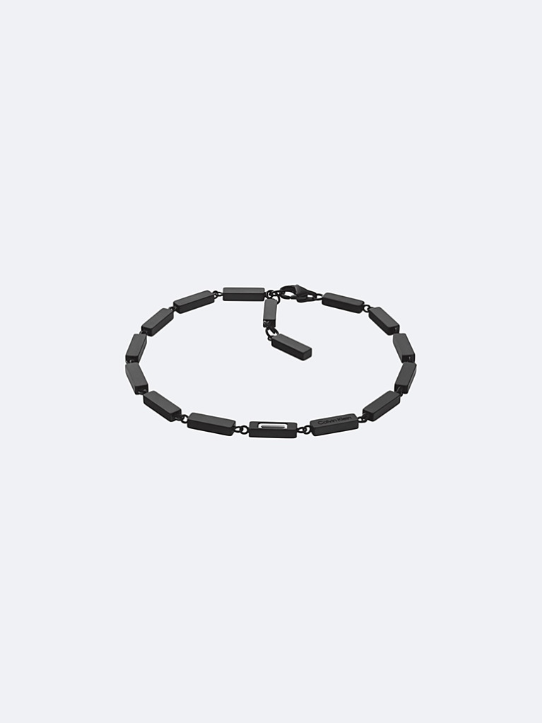 Black Essential Links Bar Chain Bracelet  Men