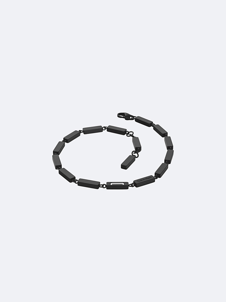 Black Essential Links Bar Chain Bracelet  Men
